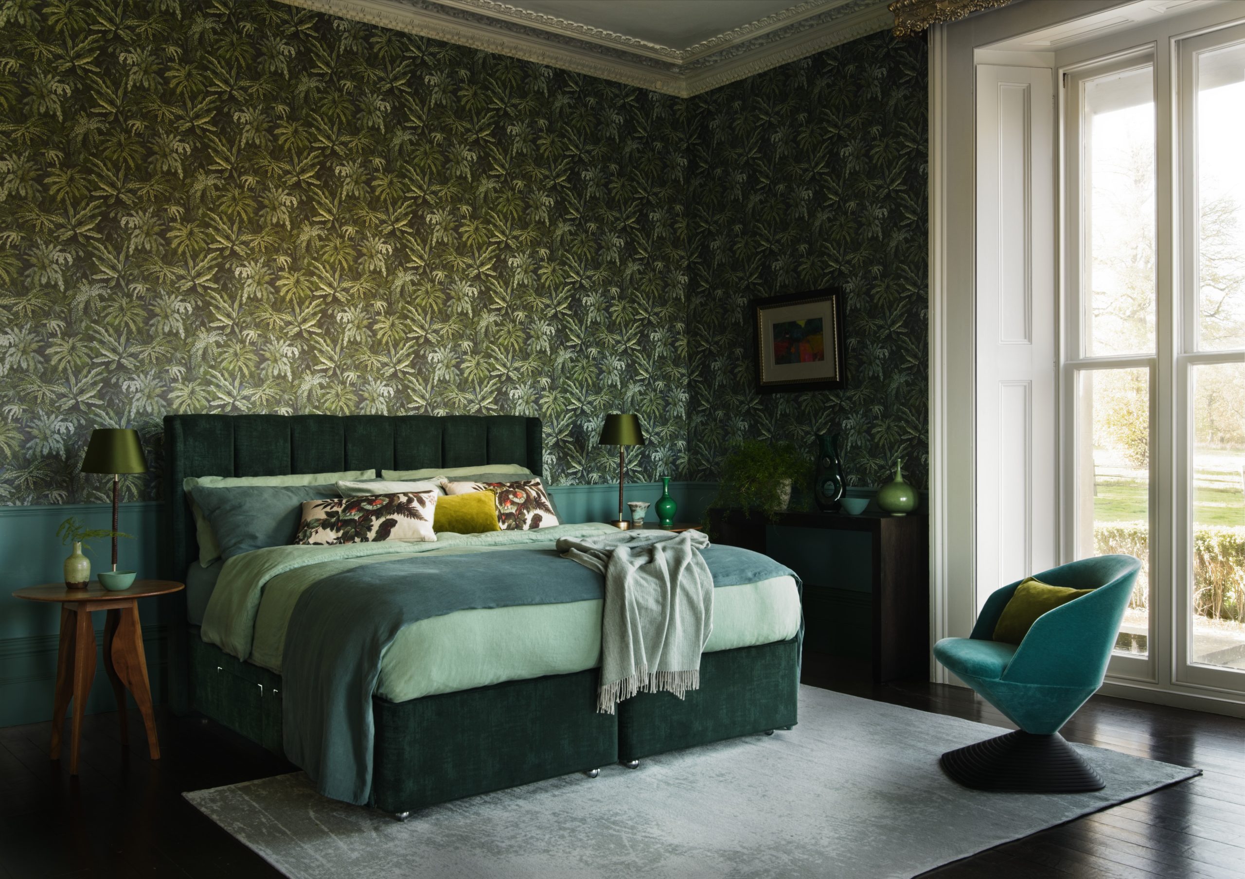 Hypnos Pillow Top Elite side view in a styled bedroom